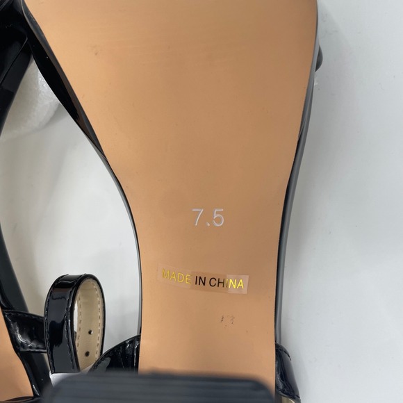 Miraazzurra Black Patent Platform‎ Chunky Heel Open Ankle Strap Womens Size 7.5 - Picture 8 of 10